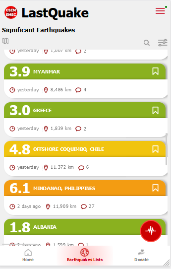 LastQuake mainpage screenshot